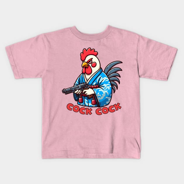 shooting chicken Kids T-Shirt by Japanese Fever